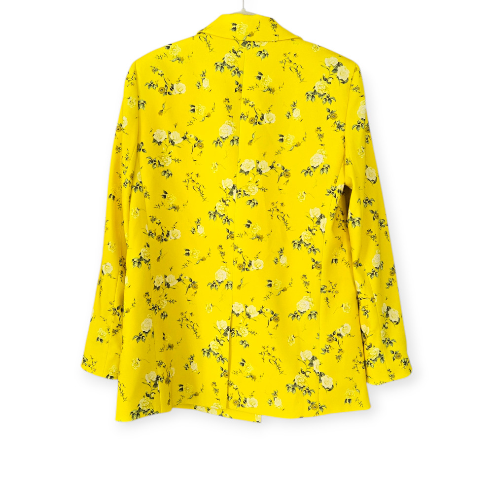 Alice + Olivia Justin Rolled Cuff Double Breasted Floral Yellow Blazer Size 6 - Picture 5 of 9